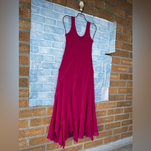 JEAN PAUL GAULTIER SOLEIL SLEEVELESS NEON PINK MAXI  MESH DRESS SIZE LARGE - Picture 4 of 14